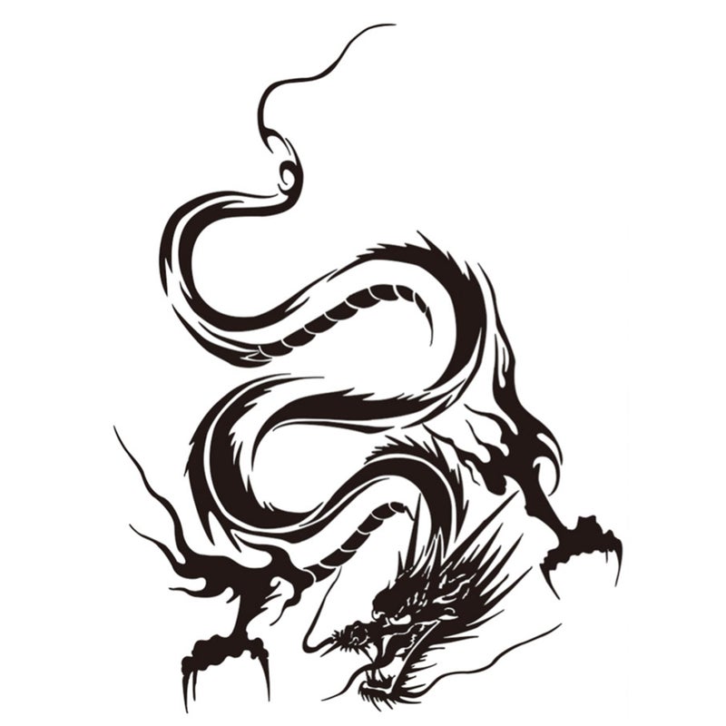 ATMOMO Dragon Graphic Car Hood Sticker Self-Adhesive Vinyl Graphics Decals 19.69'' x 14.57'', Black - Image 1